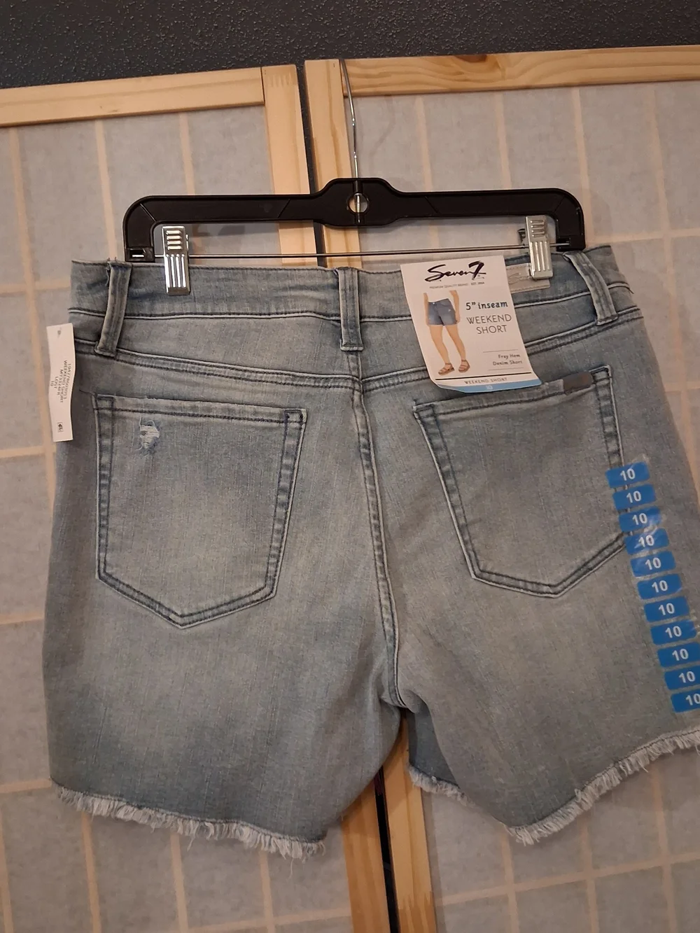 Light Blue Distressed Denim Shorts - Women